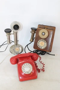 F x3 Vintage Rotary Dial Telephonics Inc G.P. O, Siemens & B.T Bakerlite Phone - Zdjęcie 1 z 13