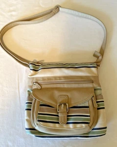 MultiSac Schultertasche Handtasche Geldbeutel beige blau grün mehrere Fächer - Bild 1 von 9