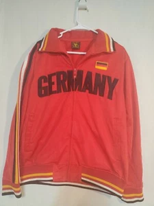 Germany Futbol Red Black Mens Full Zip Jacket Size Medium Soccer Flag/pinstripe - Picture 1 of 5