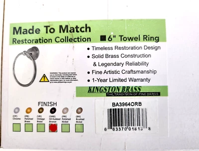 6" Towel Ring - Restoration Collection - Oil Rubbed Bronze  Open Box - Image 1 of 3