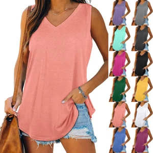 Mujer Camisa Chaleco Suelto Tanque Verano Suelto Prendas para el torso Blusa Informal Tallas Grandes Camiseta EE. UU. - Imagen 1 de 22
