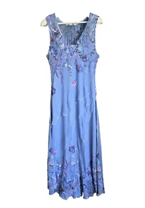 Coldwater Creek Komarov Climbing Blossom Tiered Ruffle Maxi Dress XL Blue Floral - Bild 1 von 24