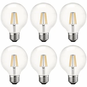 Luxrite G25 LED Edison Globe Bulb Dimmable 2700K 550lm E26 Base (6-Pack) - Picture 1 of 7