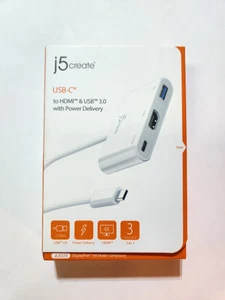 J5 CREATE USB TYPE C TO HDMI & USB 3.0 WITH POWER DELIVERY JCA379  - Picture 1 of 1
