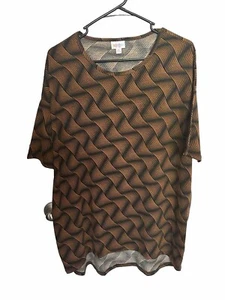 XS Womens LuLaRoe Irma Tunic Top Ribbon Copper Brown Black Sand Dunes NEW co - Picture 1 of 4