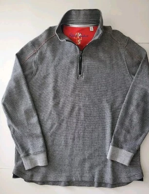 Suéter Robert Graham Calce Clásico 1/4 Cremallera Algodón Para Hombres Talla XXL Pullover Gris Negro Foto 1 de 4