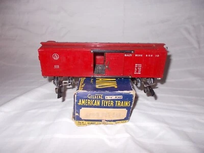 AMERICAN FLYER #633R BOX CAR +ORIGINAL BOX RARE DOORS OPEN! (1952 RED) LOT #T-25 - Image 1 of 4