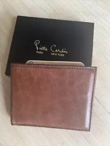 Pierre Cardin Herren Geldbörse Braun Echtleder Ultradünn Brieftasche Vintage Neu aus altem Lagerbestand - Bild 1 von 4