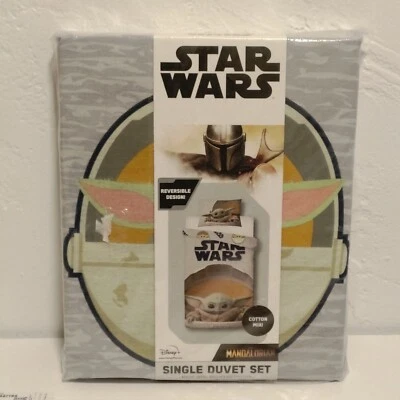 Twin - Mandalorian Baby Yoda Star Wars Duvet Cover with Pillow Case Reversible  - Image 1 of 4