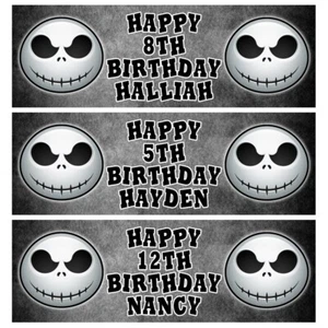 Banners de cumpleaños personalizados JACK SKELLINGTON - Banners de fiesta de cumpleaños Disney - Imagen 1 de 1