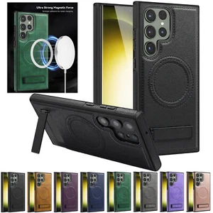 Für Samsung Galaxy S25 Ultra S24 S23 Magnet Leder MagSafe Hülle Ständer Cover - Bild 1 von 33