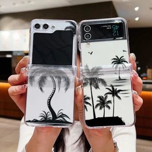 For Samsung Galaxy Z Flip6 Flip5 Flip4 3 Tree Pattern Clear Case Cover with Clip - Picture 1 of 19
