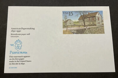 1990 U.S. Sc# UX145 Rittenhouse Paper Mill 15¢ Postal Card MNH Postcard - Image 1 of 2