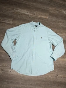 Polo Ralph Lauren Flesh Pony Shirt Uomo XL Camicia con bottoni Blu Acqua Oxford Classica - Foto 1 di 6