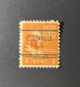 Greenville, North Carolina Type 704 Precancel - ½ cent Prexie - U.S. #803 - NC - Picture 1 of 1