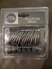 Living Colors NIB 14 cnt Clip-on Curtain Rings Pewter, For Rods 1"-1 1/2"