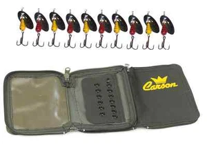 astuccio + 10 cucchiaini da pesca assortiti spinning esche rotanti in stock - Foto 1 di 1
