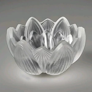 Fenton Water Lily Frosted Glass Lotus Petal Flower Votive Candleholder Bowl Dish - Picture 1 of 11