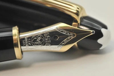 Pluma Estilográfica Montblanc Meisterstück 144 De Colección 14K Plumín Medio Negra Exc W11083 Foto 1 de 4