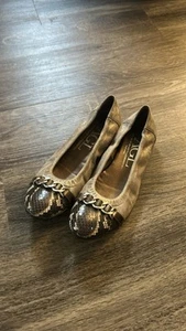 AGL Cap Toe Ballet Flats Shoe Size 41 US 11 Metallic Buckle Detail Italy - Picture 1 of 8