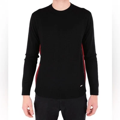DSQUARED2. The Side Zip Wool Black Crewneck Pullover Zipper Side bands Size L - Image 1 of 4