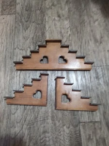 Vintage Wood Staircase Wall Mount Shelves Set Of 3 Knickknacks Display - Picture 1 of 8