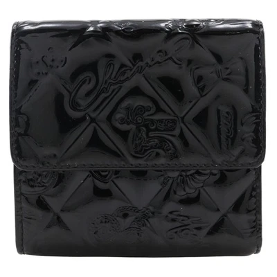 Cartera plegable CHANEL Icon line A37152 doble cara charol negro mujer Foto 1 de 4