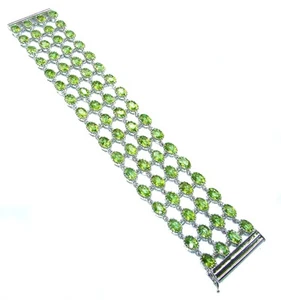 Peridot Sterling Silver Bracelet 211.2ct, 925, Handmade Statement 59.5g - Picture 1 of 4