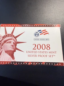 Juego de prueba de plata como nuevo de Estados Unidos 2008-S en caja original con certificado de autenticidad - Juego de 14 monedas - Imagen 1 de 5