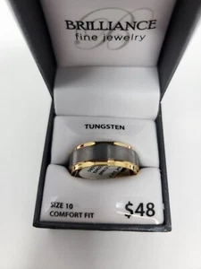 Neu Herren zweifarbig Wolfram 8 mm Ehering Ring Brillanz feiner Schmuck Gr. 10 - Bild 1 von 8