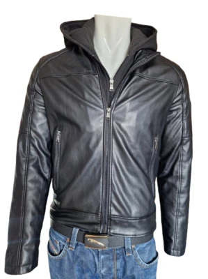 GUESS Herren Jacke Gr.XS 2-Lagen Kapuzenjacke Sweatjacke schwarz - Bild 1 von 4