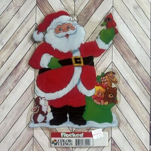 Vintage Color-Clings Filz Weihnachtsmann Anzug Fensterklammer - Bild 1 von 1