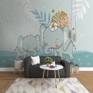 Vlies Fototapete Wandtapete Wandbilder Weißen Wolken Sternen und Elefante 11922 - Picture 1 of 4