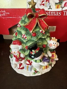 Árbol de Navidad Fitz & Floyd con 3 muñecos de nieve tarro de galletas ¡¡Tan lindo!!! - Imagen 1 de 19