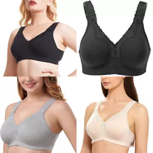 Wireless Minimizer Sleep Unlined Full Coverage Bra Cotton Comfort U Back Stretch - Picture 1 of 34