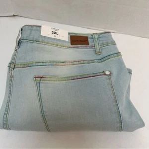 Pantalones Cortos de Jean Judy Azul Nuevo con Etiquetas Tiro Medio Hilo Arco Iris Lavado Claro Estilo #150103 2XL - Imagen 1 de 6