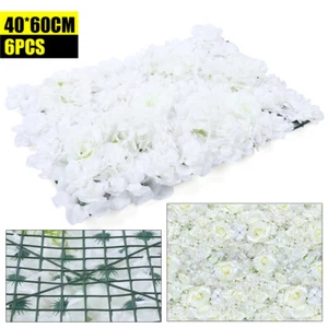 6Pcs Artificial Flower Wall Panel Backdrop Wedding Party Background Venue Decor - Picture 1 of 18