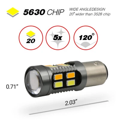 2X 1157 LED Bulb White/Amber DRL Switchback Turn Signal Indicator Parking Light - Image 1 of 4