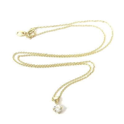 18ct Gold Diamond Pendant Necklace Yellow 0.25ct 40cm Long mm Wide 2g - Image 1 of 4