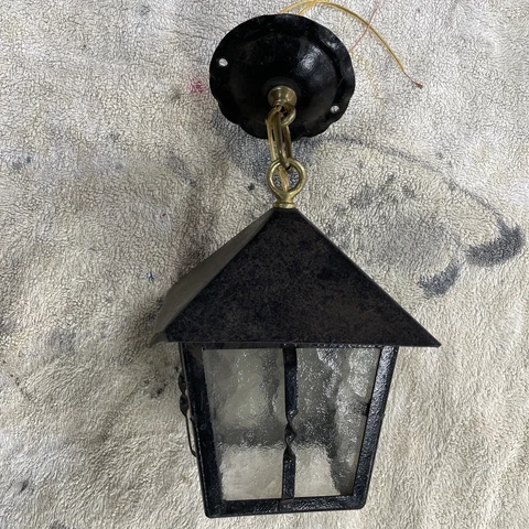Antique Original Arts/Crafts Small Size Steel And  Glass Hanging Ceiling Light Cover