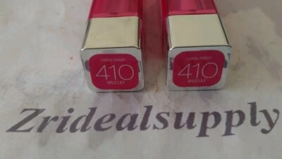L'OREAL POP BALM LIPSTICK 410 WILD LILY NEW UNSEALED DAMAGED TOP PACK OF 2 - Image 1 of 3