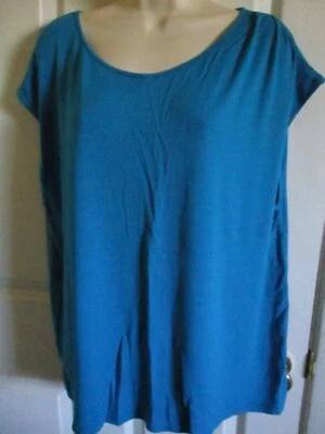SZ L Eileen Fisher ATLAN Ballet Neck Cap Lightweight Viscose Jersey Top - Image 1 of 2