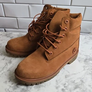 Timberland 6 Inch Premium Waterproof Boot Orange Nubuck TB0A27M9808 Junior Sz 5M - Picture 1 of 14