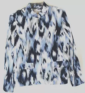NUEVO CON ETIQUETAS Chaqueta Ligera Alfred Dunner Mujer 16 Blanco Azul Marino Gris Arrugado LS Cremallera - Imagen 1 de 7