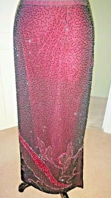 Stunning Windsmoor Black Mix 100%Silk Embellished Flower Design Maxi Skirt UK14 - Image 1 of 4