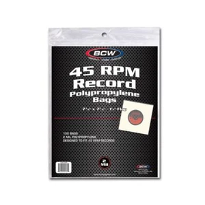 5 packs of 100 (500) BCW 7 3/8" x 7 5/8" + 1 1/2" Flap 45 RPM Record Bags - Picture 1 of 3