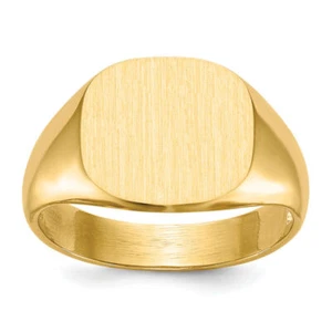 10K Solid Yellow Gold Mens Custom Engraved Signet Ring - Picture 1 of 44