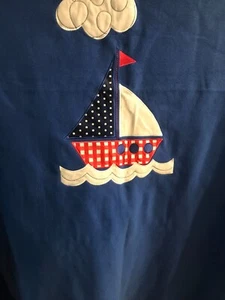 A Blanket For a Boys Bed In Blue With a Sailing Boat Motif. - Picture 1 of 5