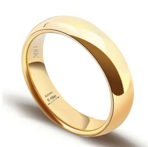 Ladies 18kt solid yellow gold 4mm classic dome wedding band NWT 5 - Picture 1 of 7