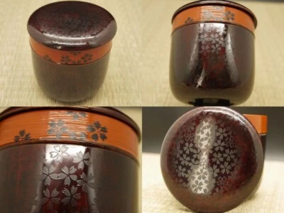 Carrito de té de madera lacado Japón Jukō-Natsume adornado con Yozakura Maki-e (307) Foto 1 de 4